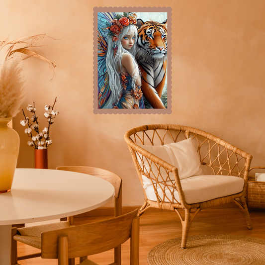 zauberhafte Elfe mit Tiger