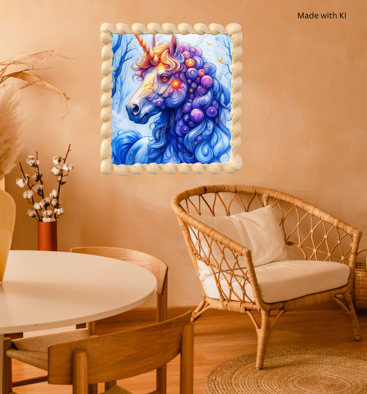 Buntes Einhorn in gelb blau