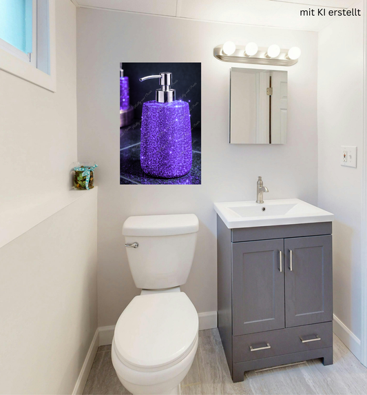 Glitzer Seifenspender Violett – Luxus Badezimmer Deko