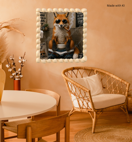 rauchender Fuchs auf seinem Toilettenthron