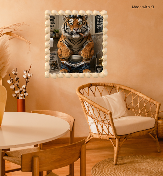 rauchender Tiger auf seinem Toilettenthron