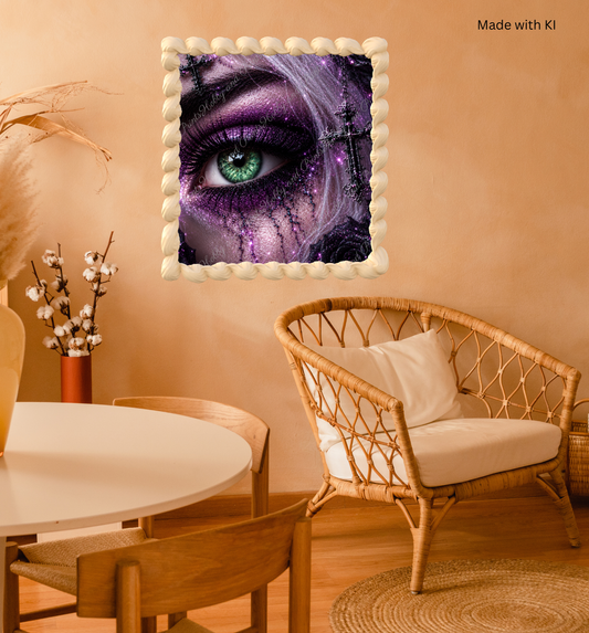 Gothic Auge mit lila Make-up & schwarzen Rosen