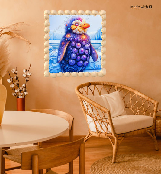 Bunter Pinguin in gelb blau