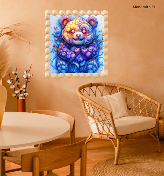 Bunter Pandabär in gelb blau