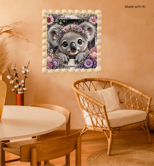 Koalabär mit Blumenkranz
