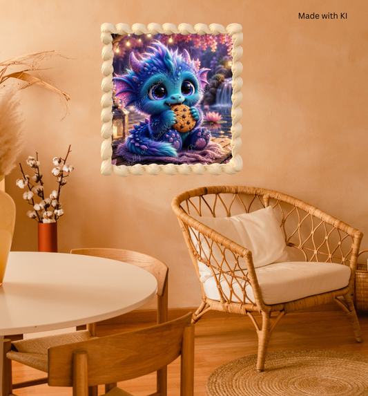 Süßer Fantasy Drache mit Cookie