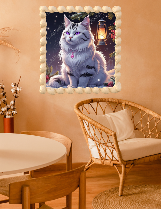 weiße Katze im Schnee