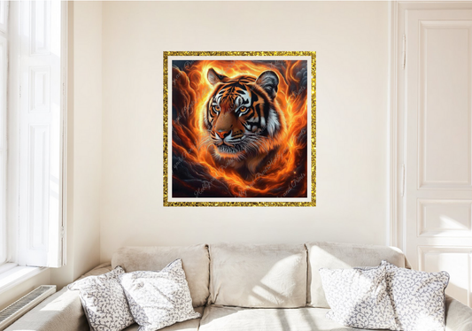 Tiger im Flammenwirbel