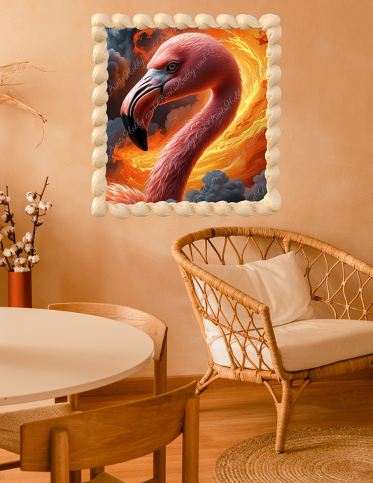 Flamingo im Flammenwirbel