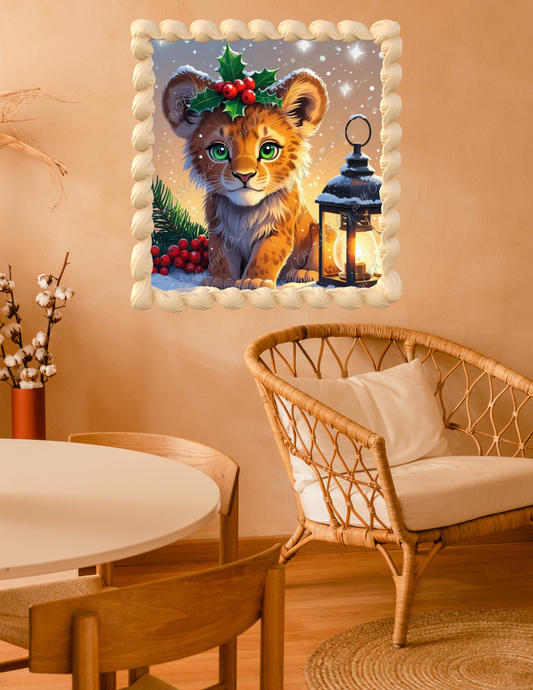 kleiner Löwe im Schnee