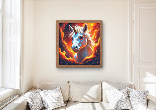 Einhorn im Flammenwirbel