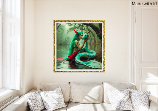Meerjungfrau mit grünen Schlangendrachen