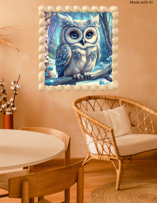 Schneeeule Sonja im Winterwunderland 40*40cm