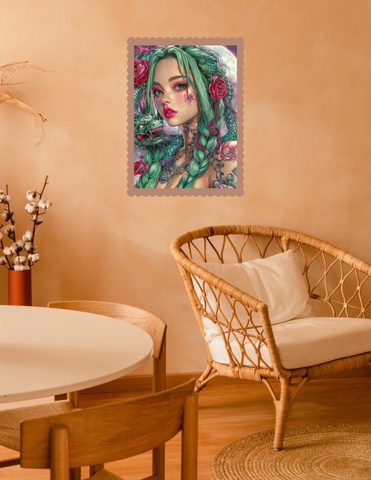 Drachenfrau mit grünen Haaren