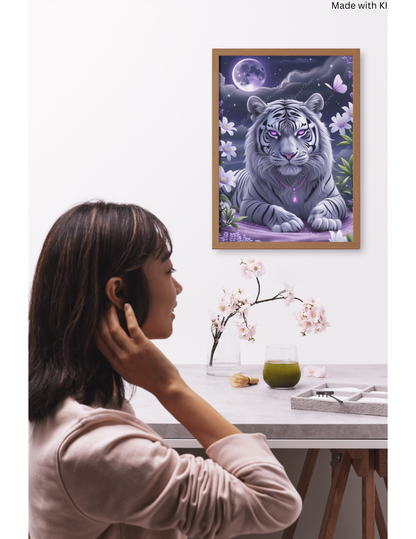 weißer Tiger bei Nacht