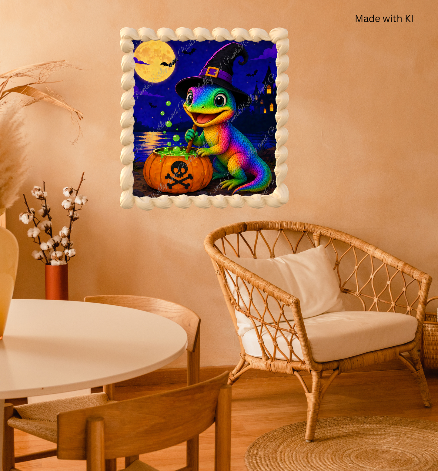 Halloween Echse mit Hexenhut