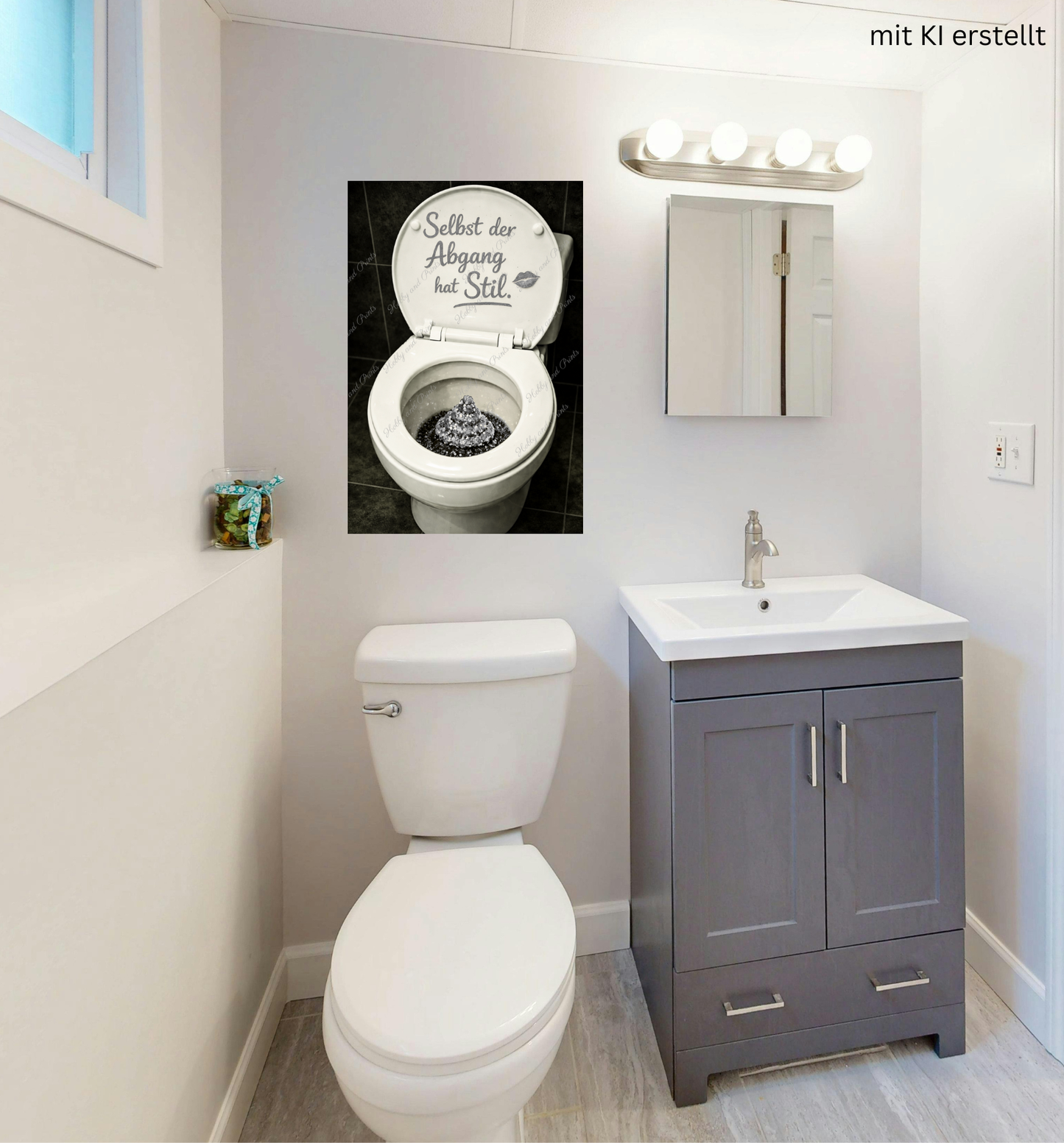 WC Toilette Silber Abgang mit Stil