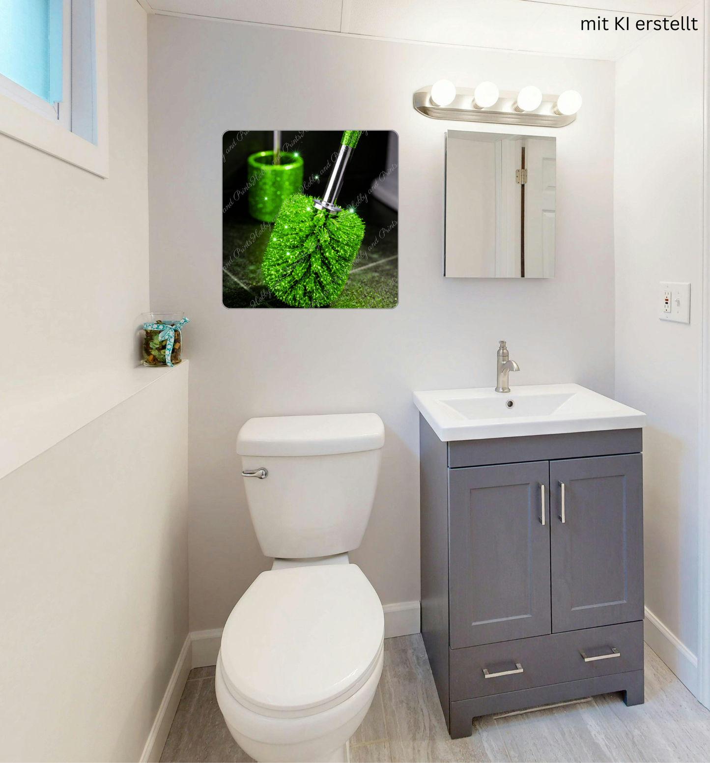 WC Bürste grün Glitzer Klobürste