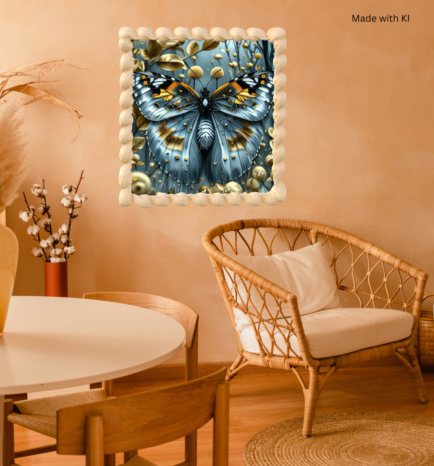 Majestätischer Schmetterling Lari mit goldenen Akzenten