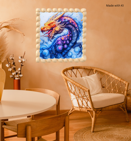 Bunter Drache in gelb blau