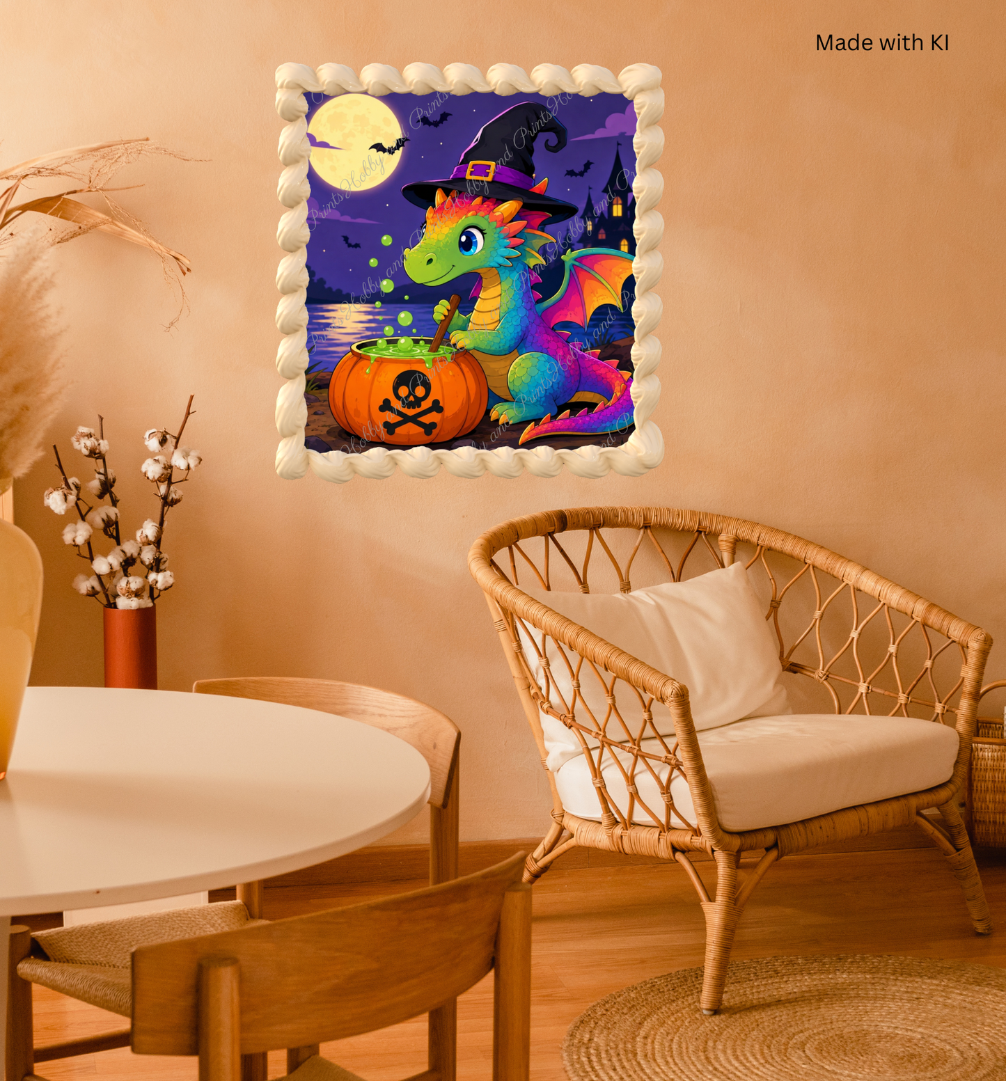 Halloween Drache mit Hexenhut