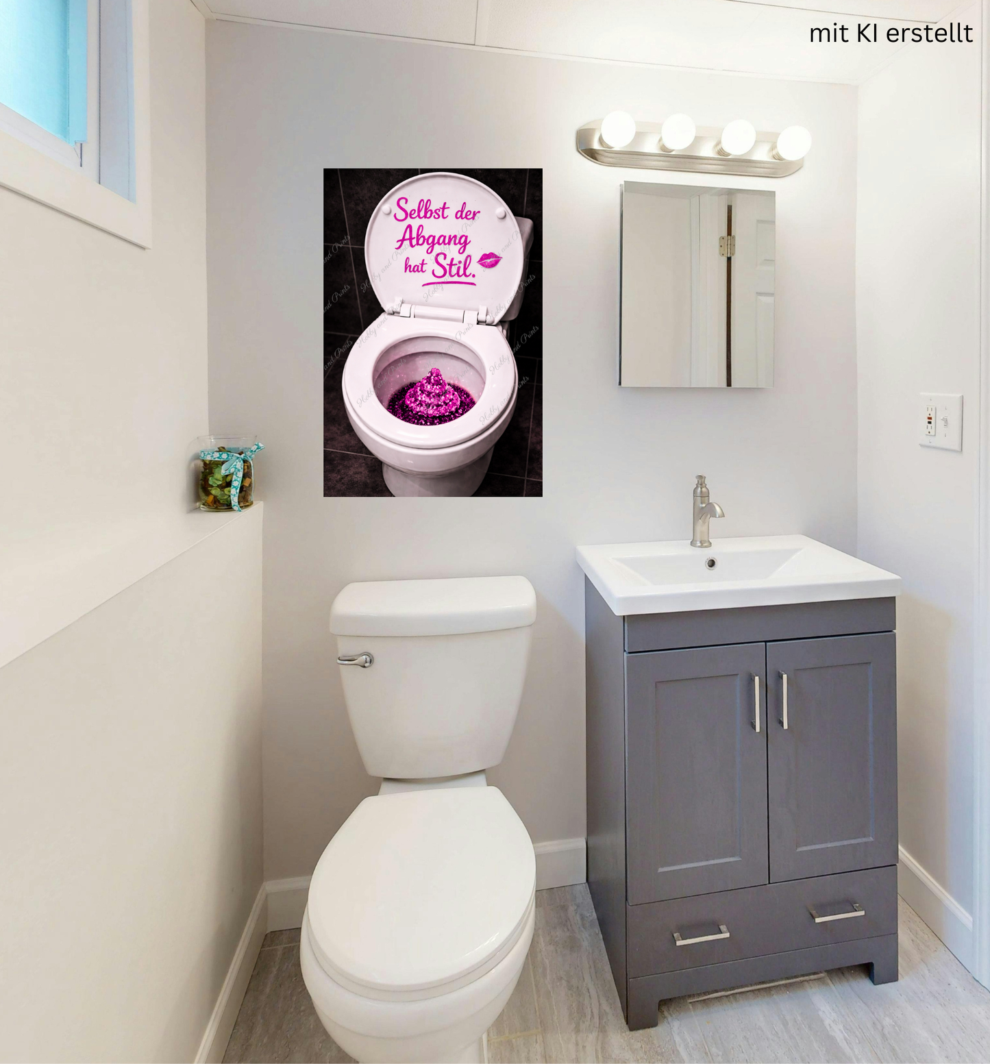 WC Toilette Pink Abgang mit Stil