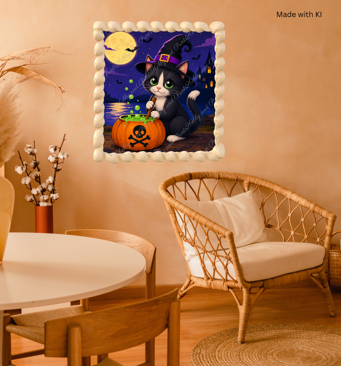 Halloween Katze mit Hexenhut