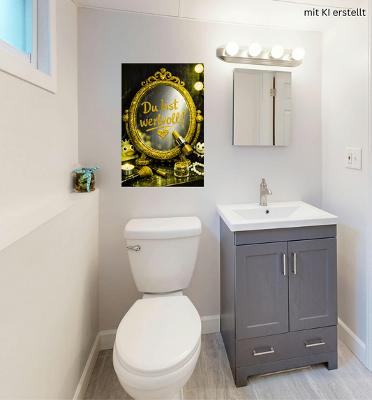 „Du bist wertvoll“ Spiegel – Gold Glamour Statement
