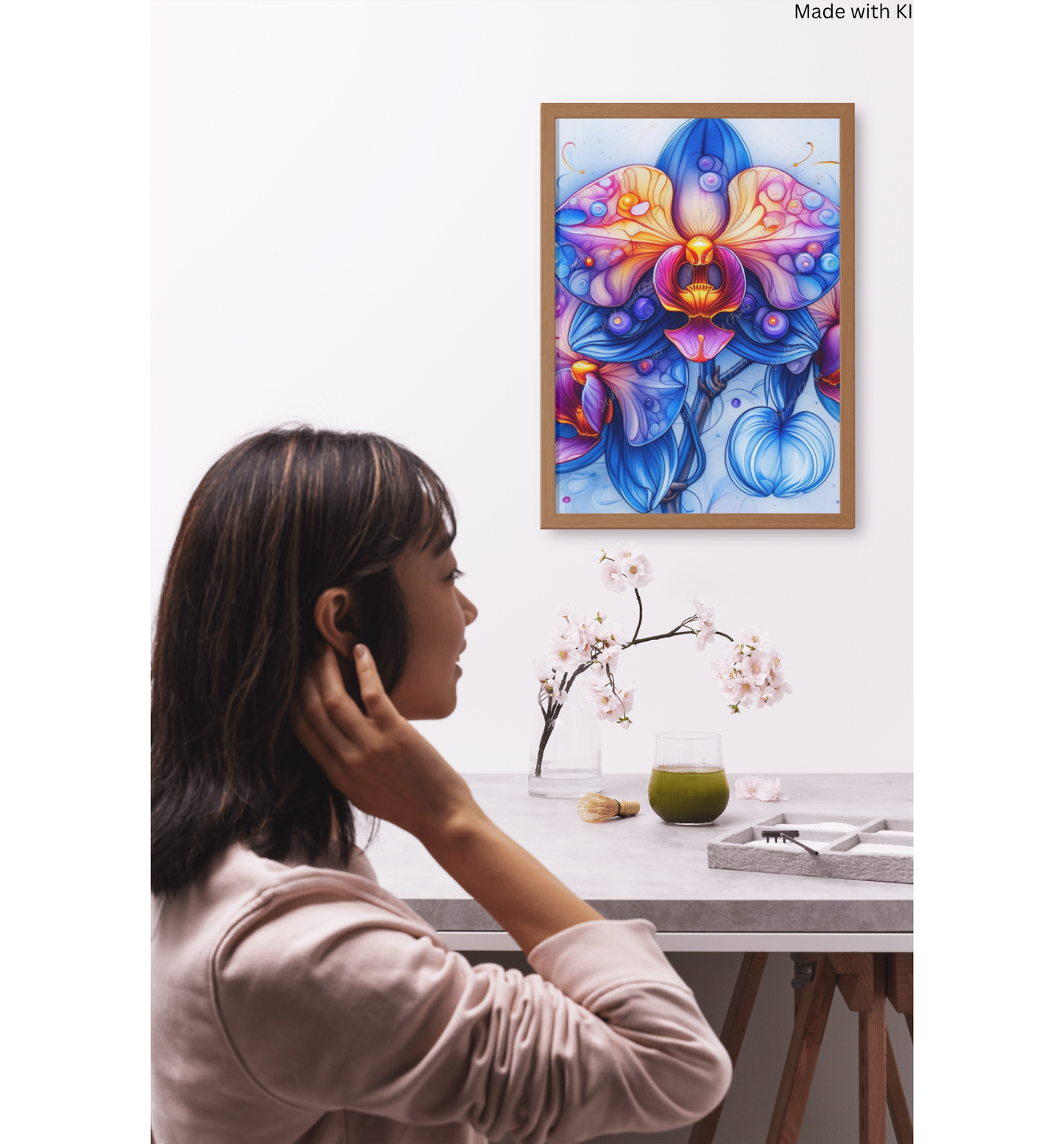 Bunte Orchidee in gelb blau