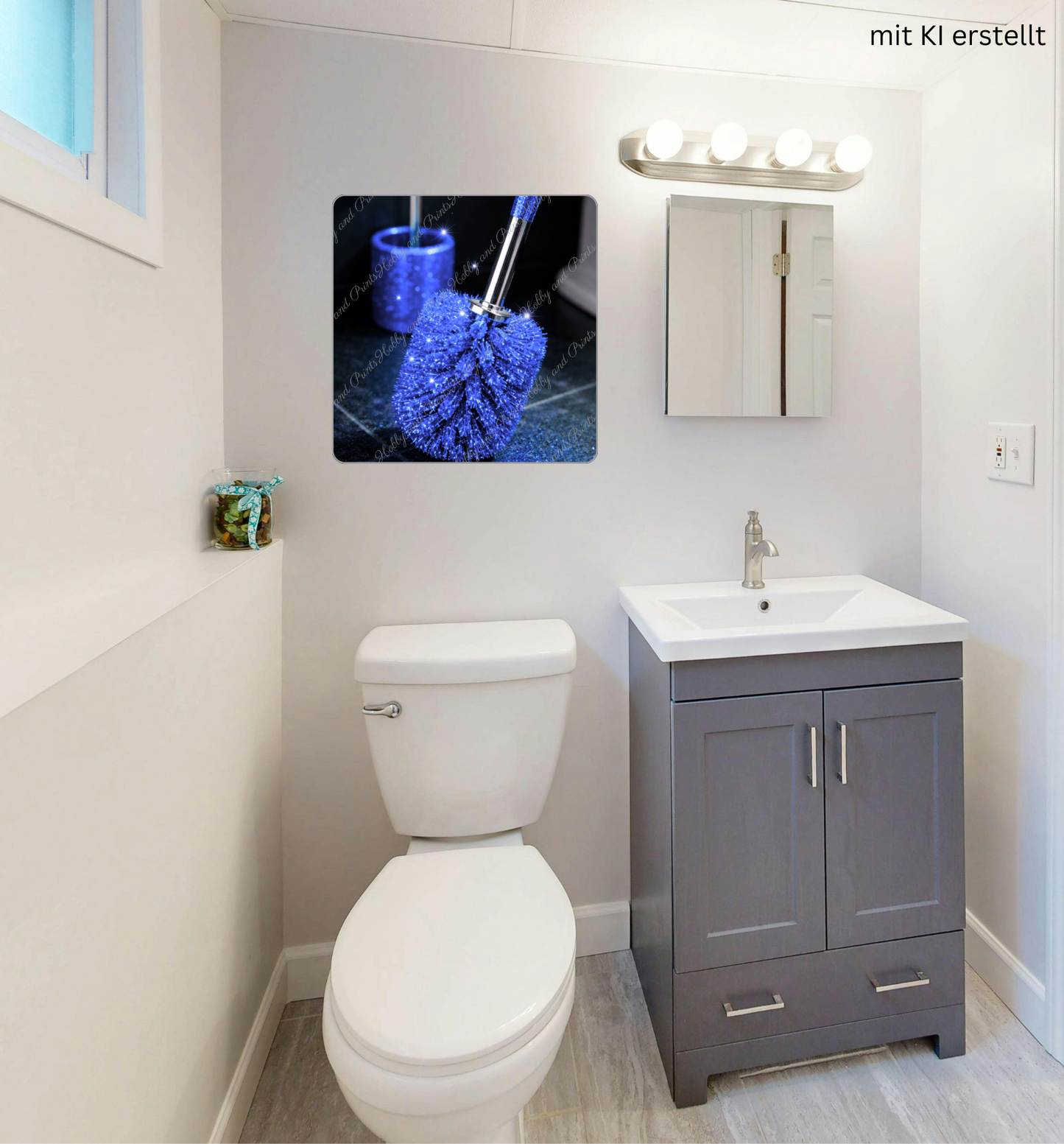 WC Bürste blau Glitzer Klobürste