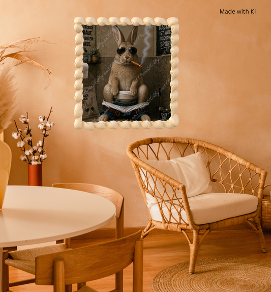 rauchender Hase auf seinem Toilettenthron