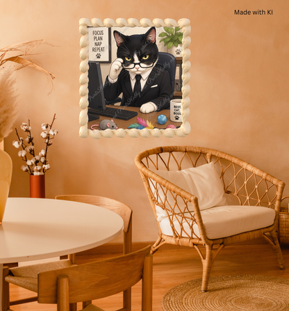 Cat Boss – Süße Katze im Anzug am Schreibtisch