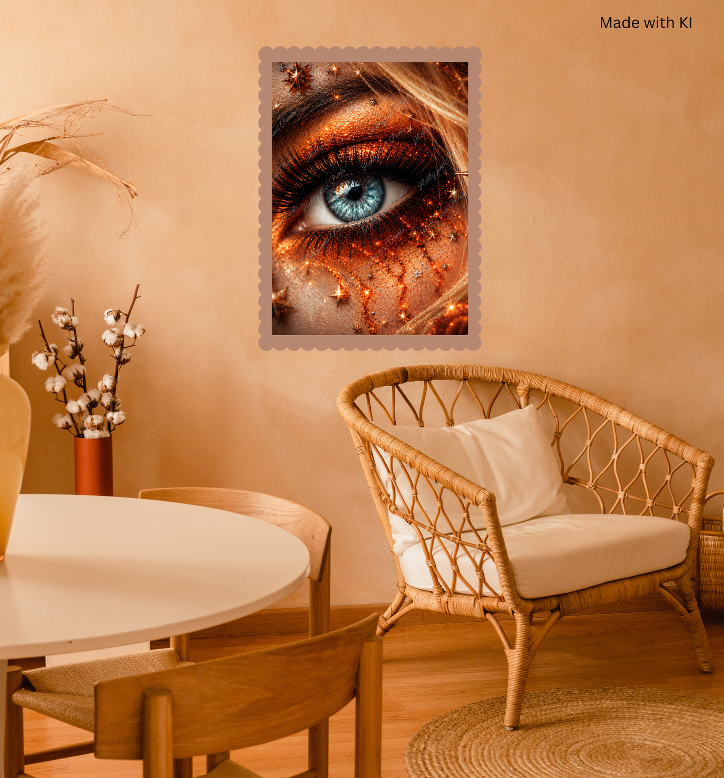 Gothic Auge mit orangenen Make-up & Rosen