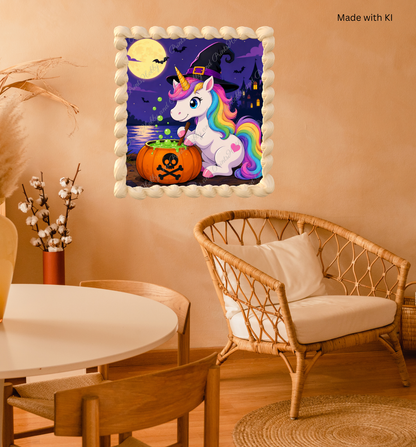 Halloween Einhorn mit Hexenhut