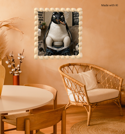 rauchender Pinguin auf seinem Toilettenthron
