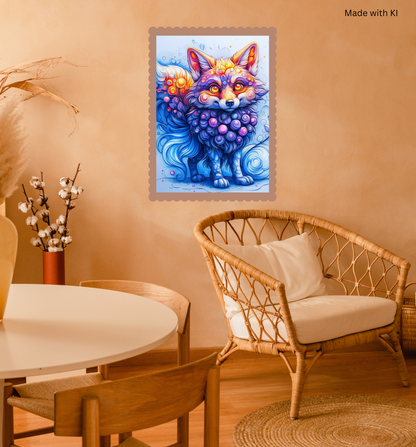 Bunter kleiner Fuchs in gelb blau