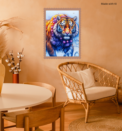 Bunter Tiger in gelb blau