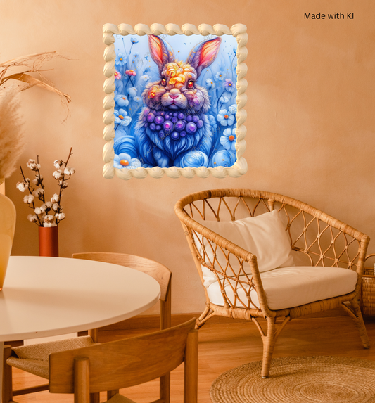 Bunter Hase in gelb blau
