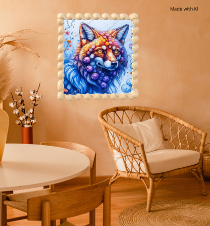 Bunter Fuchs in gelb blau