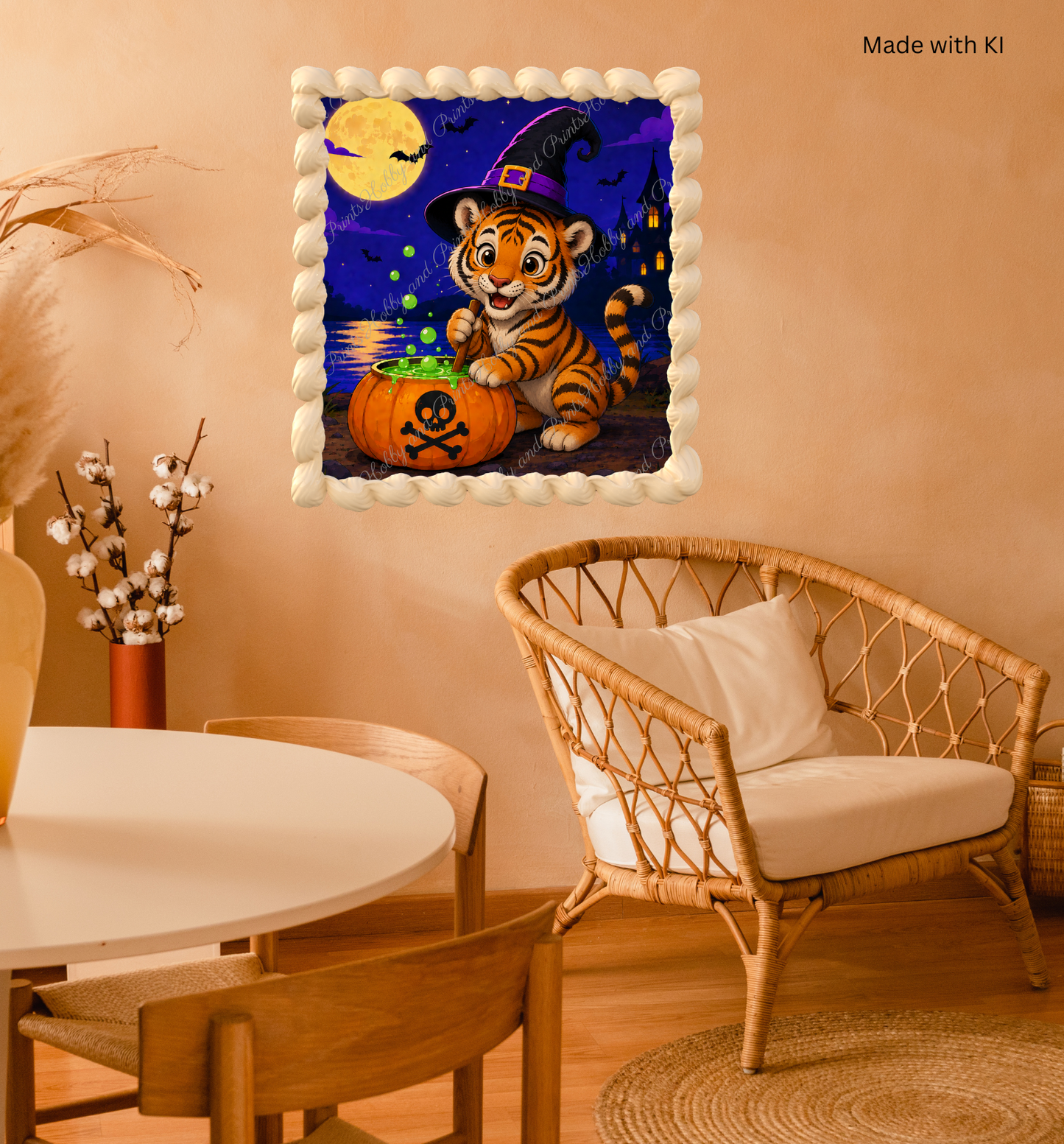 Halloween Tiger mit Hexenhut