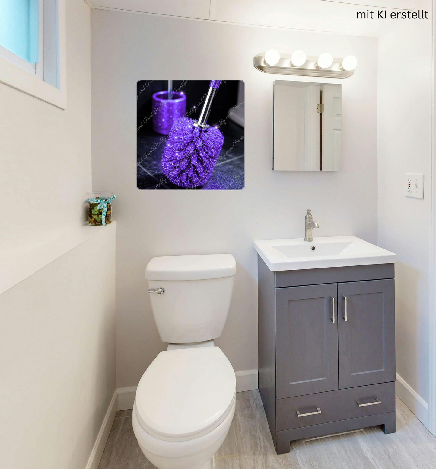 WC Bürste Violett Glitzer Klobürste