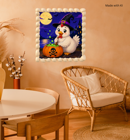 Halloween Henne mit Hexenhut