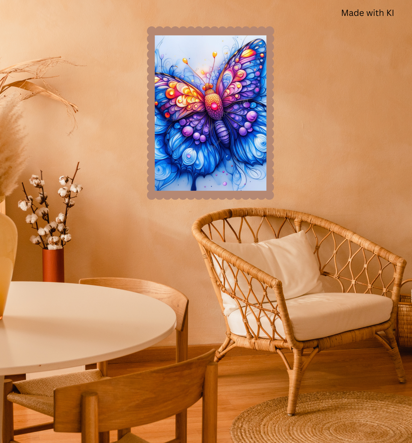 Bunter Schmetterling in gelb blau