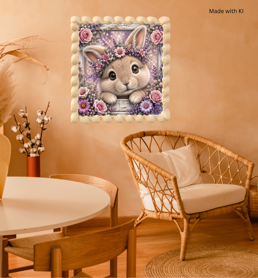 Hase mit Blumenkranz