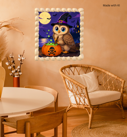 Halloween Eule mit Hexenhut