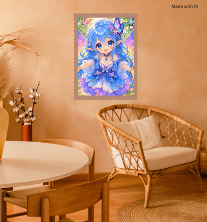 Fantasy Fee – Blaue Elfe mit Schmetterlingen