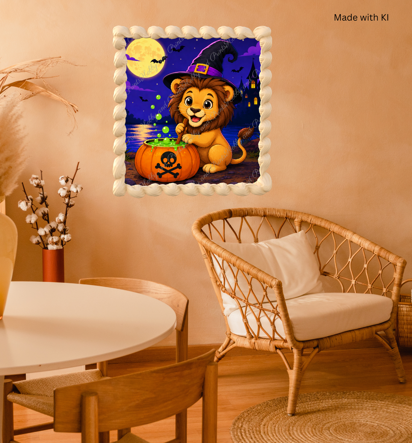 Halloween Löwe mit Hexenhut