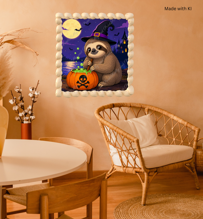 Halloween Faultier mit Hexenhut