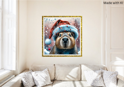 Capybara Striker mit Weihnachtsmütze