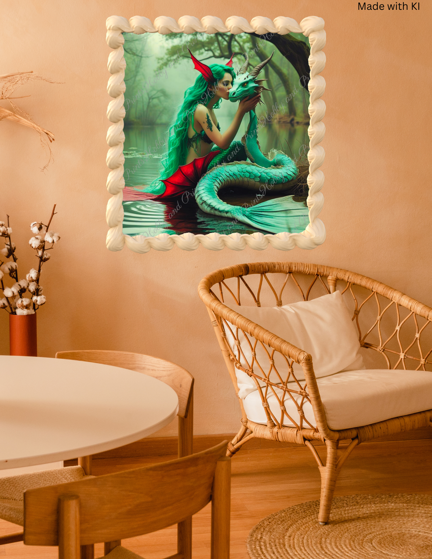 Meerjungfrau mit grünen Schlangendrachen